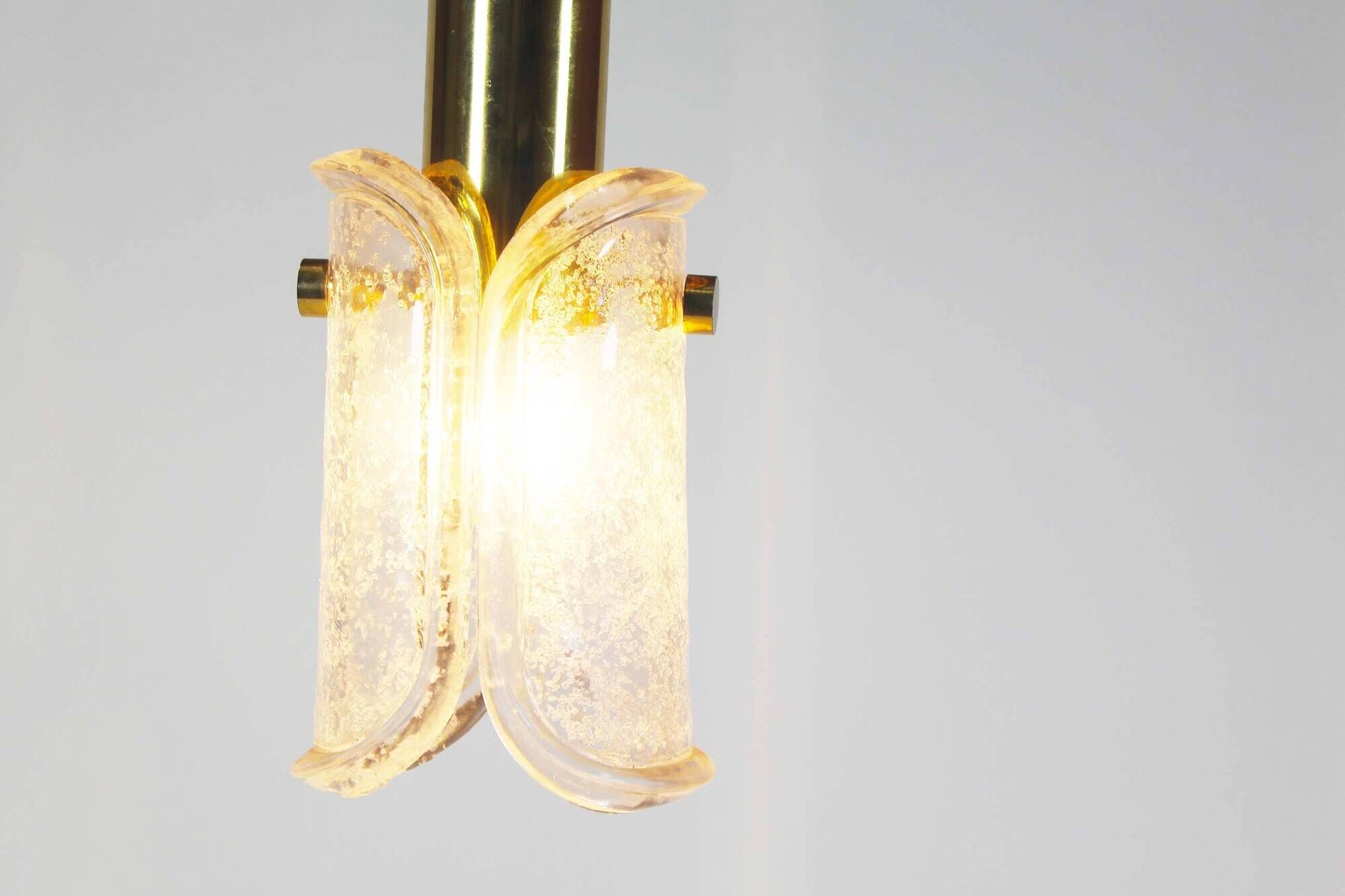 Petite brass and bubble glass pendant chandelier by Glashutte Limburg