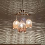 Wicker and Bamboo Cascading Lamp