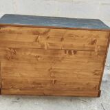 Furniture two sliding doors waxed pine above black patina