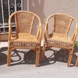 4 fauteuils en  rotin