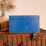 Blue old wooden trunk