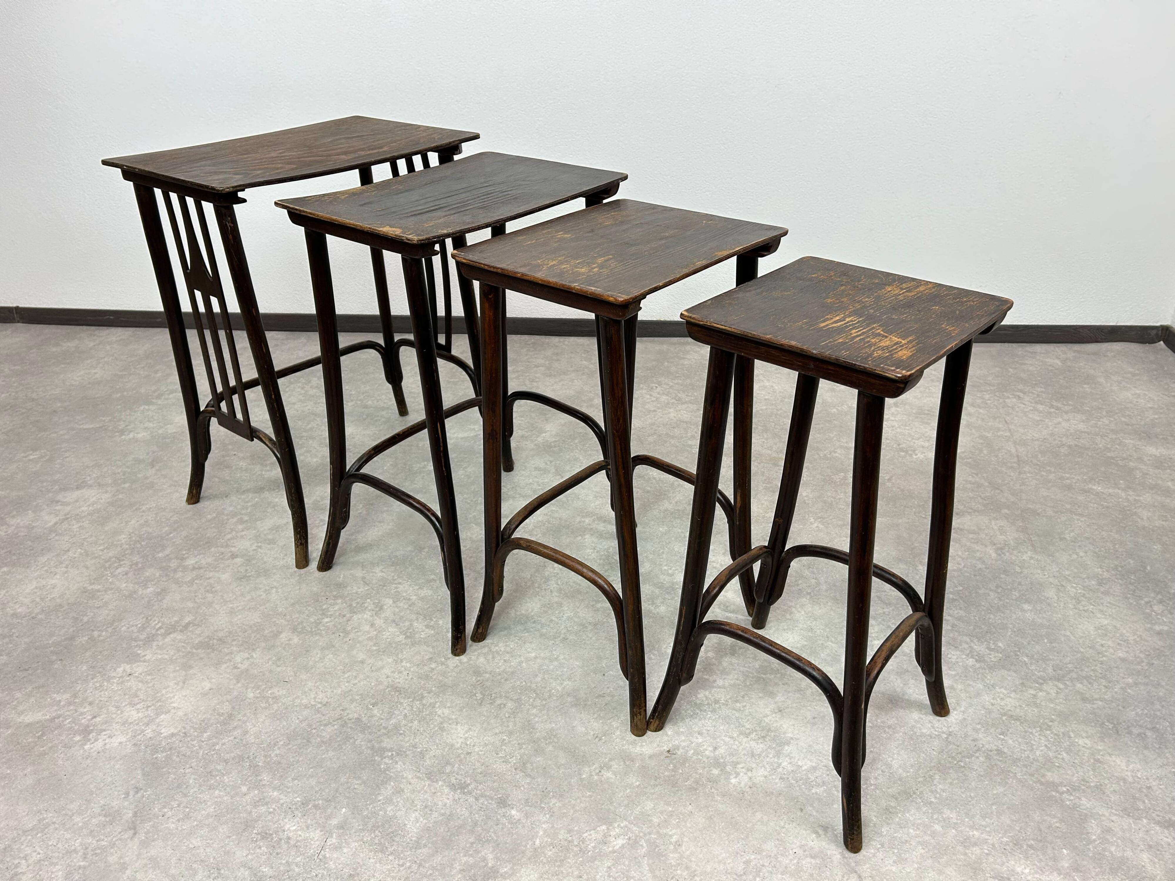 Nest tables Secession No. 958 by Siegel or Kolo Moser, produced by J&J Kohn.