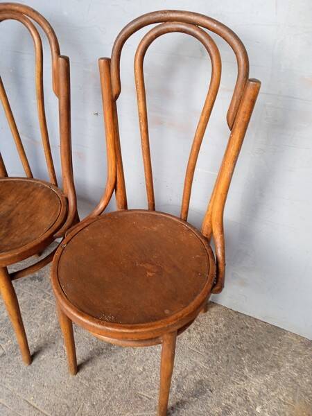 Paire 2 chaises bistrot bois courbé vintage
