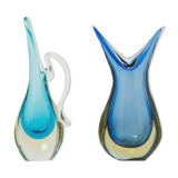 Set of two vases Sommerso glass of Murano 1970