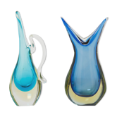 Set of two vases Sommerso glass of Murano 1970