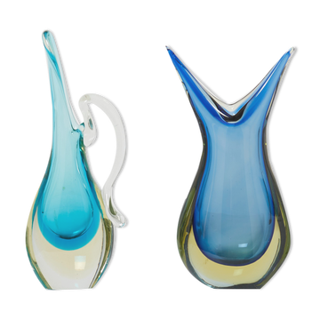 Set de deux vases Sommerso verre de Murano 1970