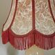 French vintage round marble table lamp with hide skin decorative shade