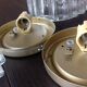 Paire de plafonniers ronds en verre structuré / vintage  années 60-70