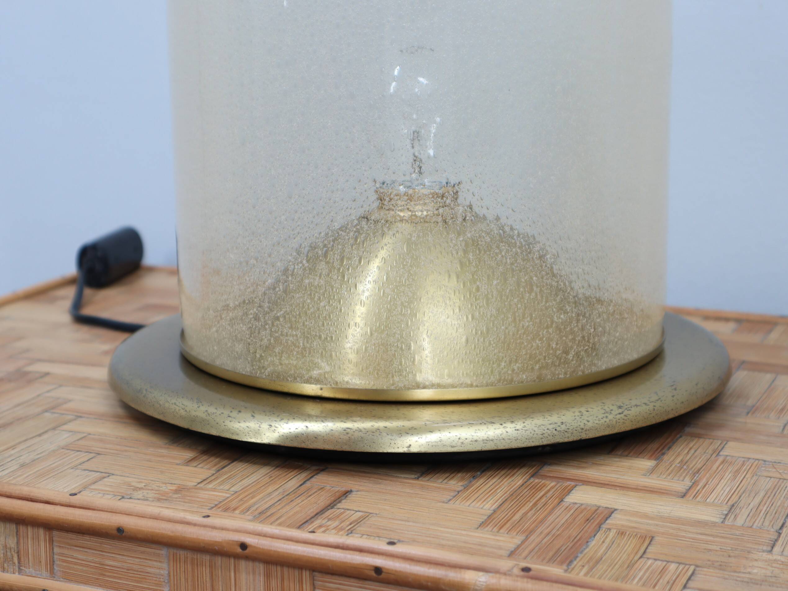 Pair of La Murrina 1970s dome lamps pulegoso glass & gilded brass