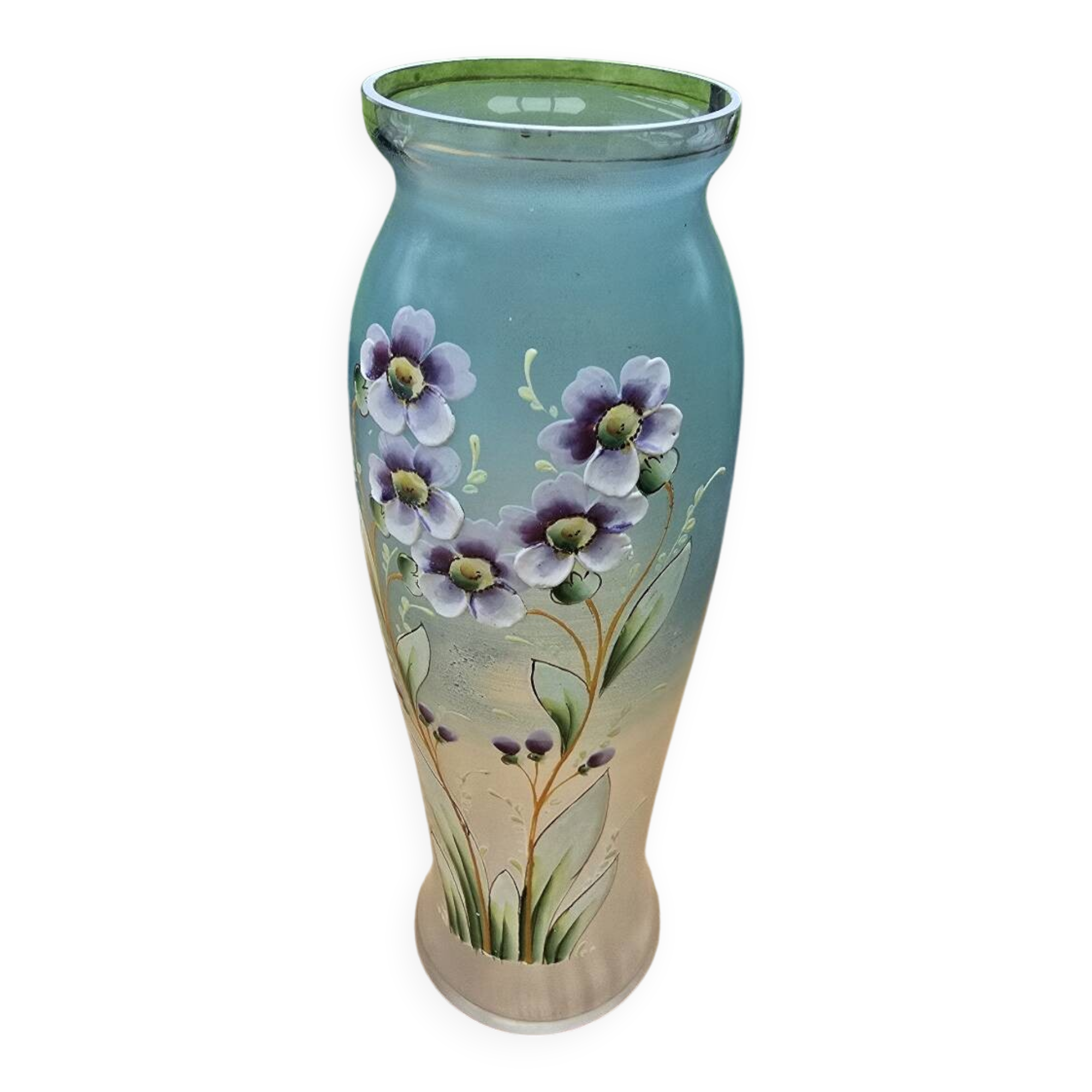 Glass vase with enamel flowers circa 1900