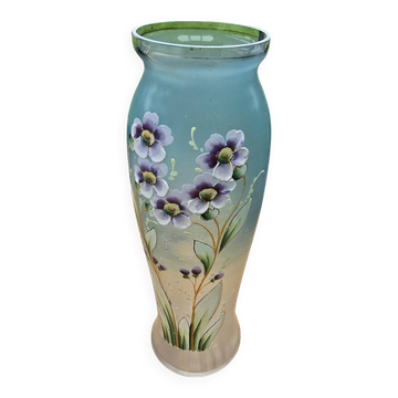 Vase verre et émail fleurs vers 1900