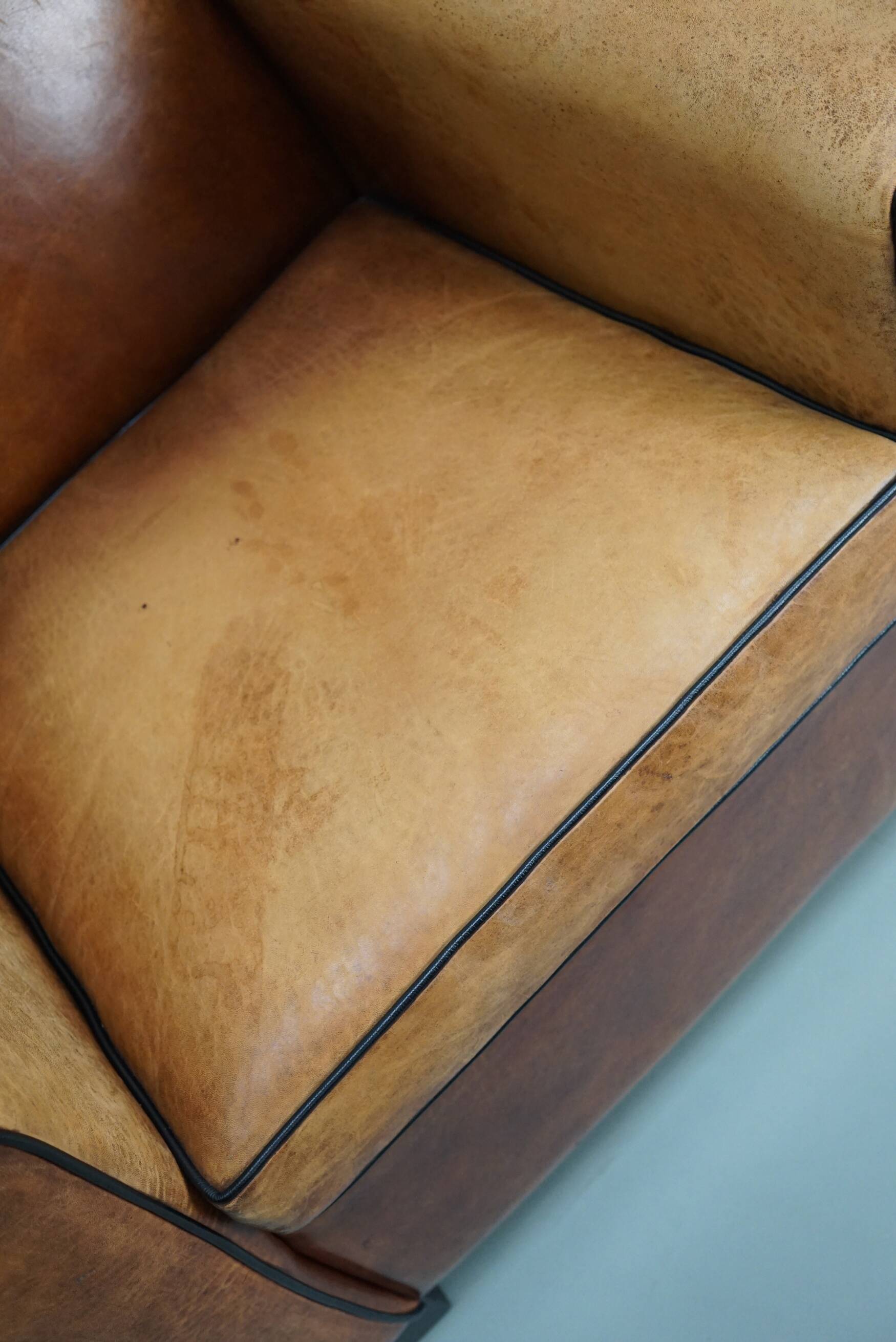 Fauteuils de club en cuir couleur cognac néerlandais vintage, ensemble de 2