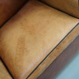 Fauteuils de club en cuir couleur cognac néerlandais vintage, ensemble de 2