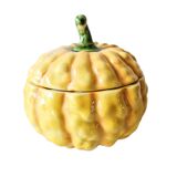 Sarreguemines majolica pumpkin jam pot 1930