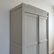 Parisian wardrobe with shelves, renovated oak wood.