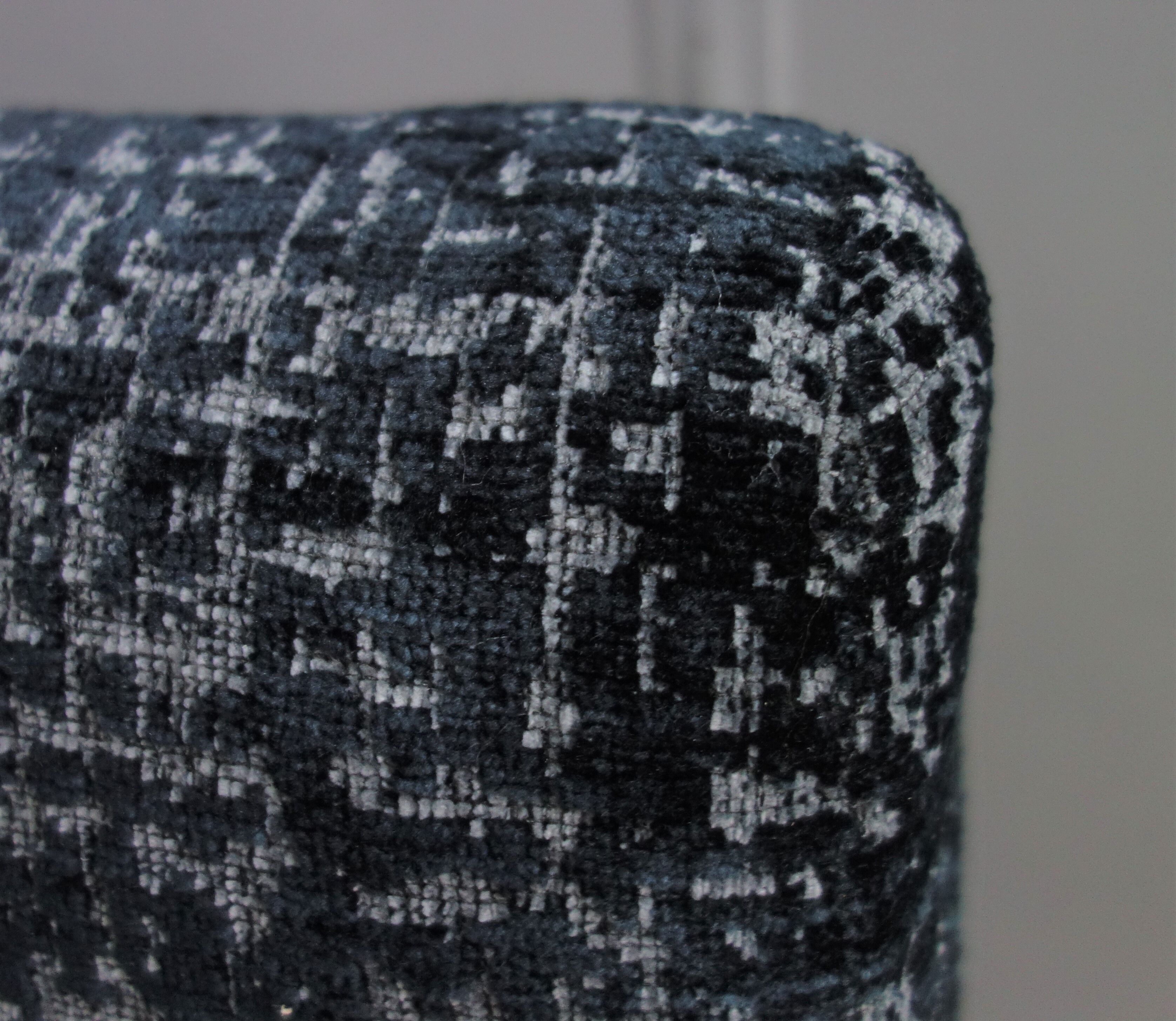 Black velvet-like fabric chairs in beech frame 1960s