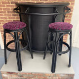 Paire de tabouret rotin noir