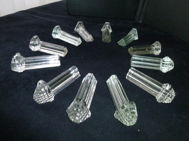 Set of 12 antique glass knife holders art deco style