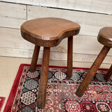 Pair of vintage brutalist tripod stools 50/60