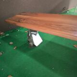 Walnut and stainless steel bench, 1980