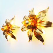 Large pair of italian gilt florentine wall lights 1970