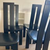 Set of 4 chairs black leather Pietro Constantini Italy 1970