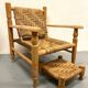 Wood and rope armchair and footrest