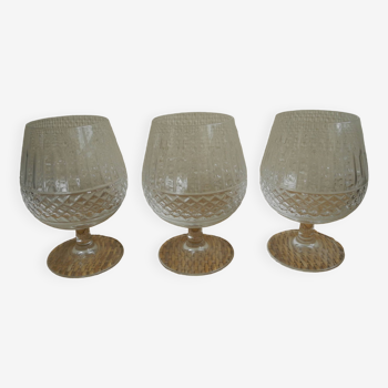 3 verres à cognac en cristal de Lorraine