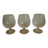 3 verres à cognac en cristal de Lorraine