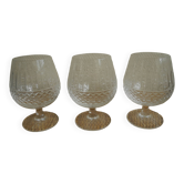 3 verres à cognac en cristal de Lorraine
