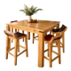 Table haute en bois massif extensible + 4 tabourets