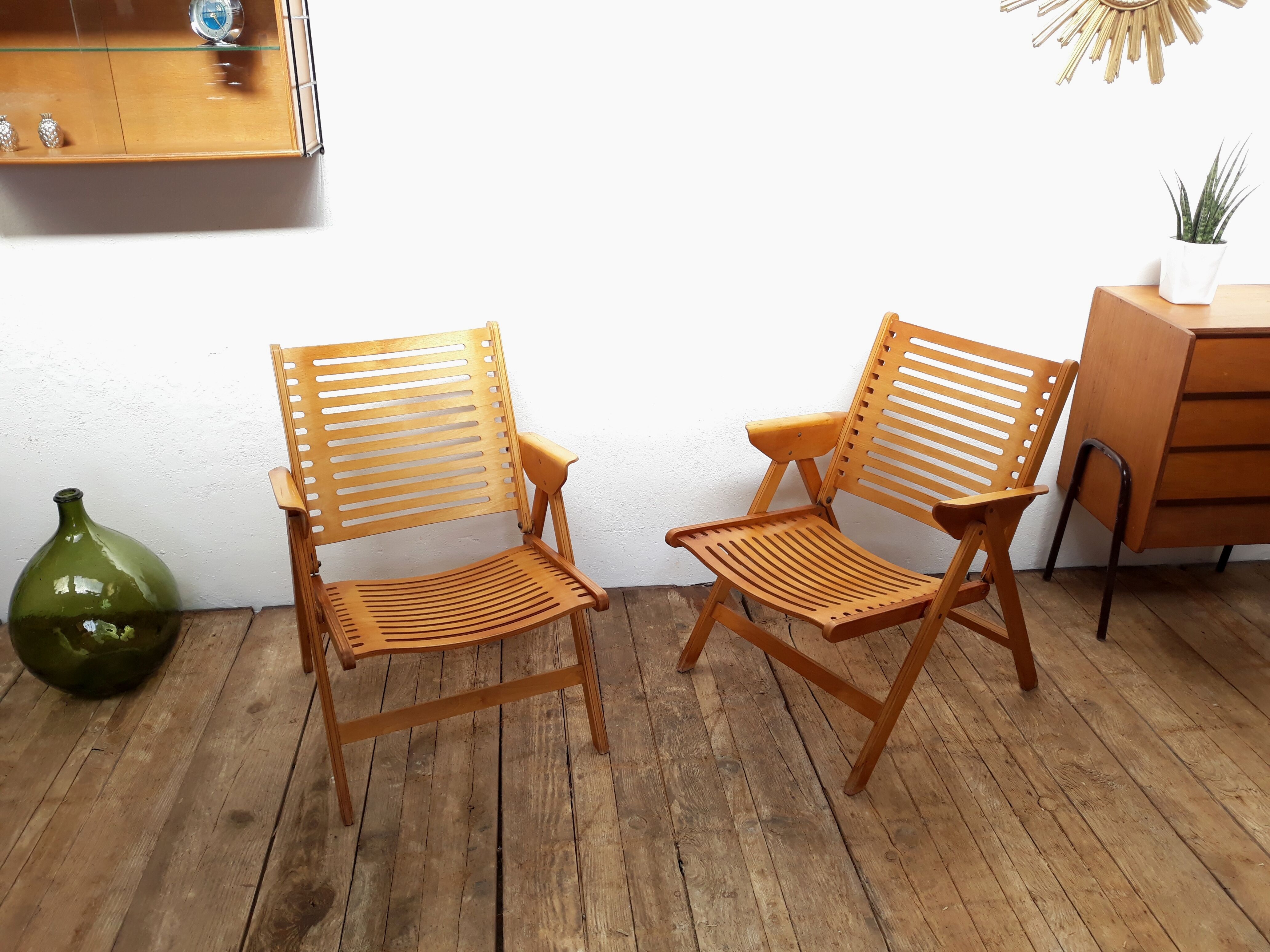 2 folding chairs vintage Rex lounge by Niko Kralj design