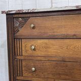 Art Deco period chest of drawers in oak with marble top