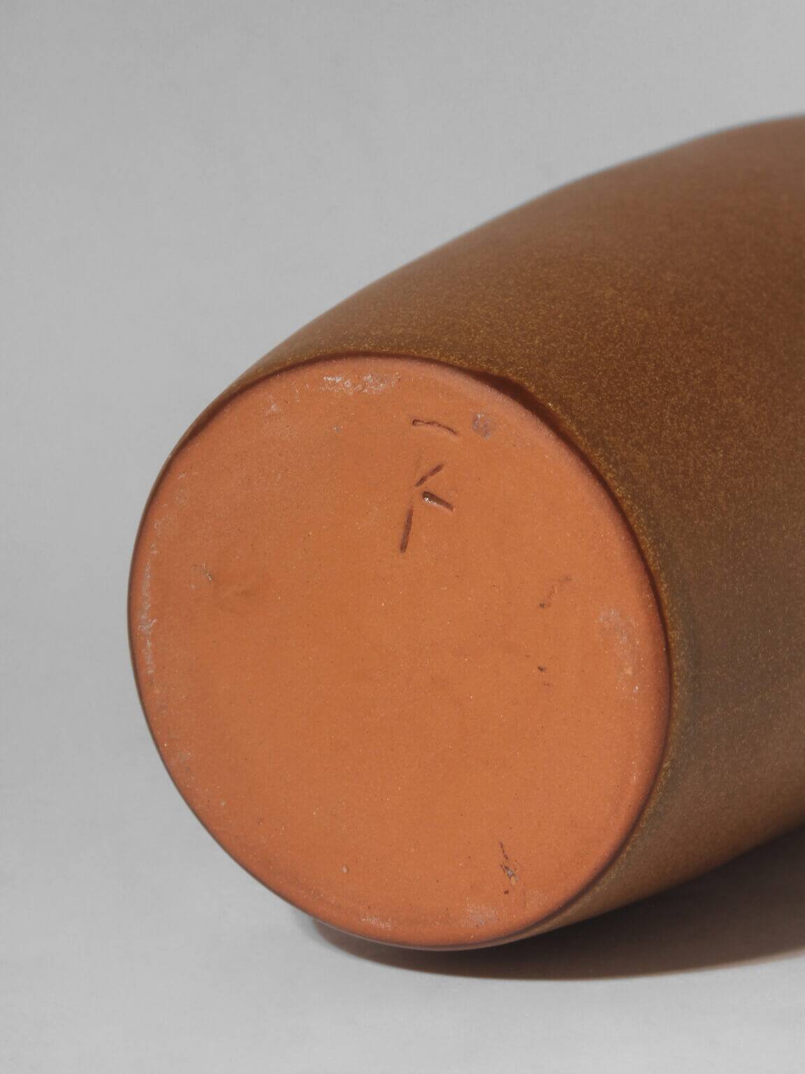 Mustard Brown Ceramic Studio Pottery Tall Vase, 1960s, Signed