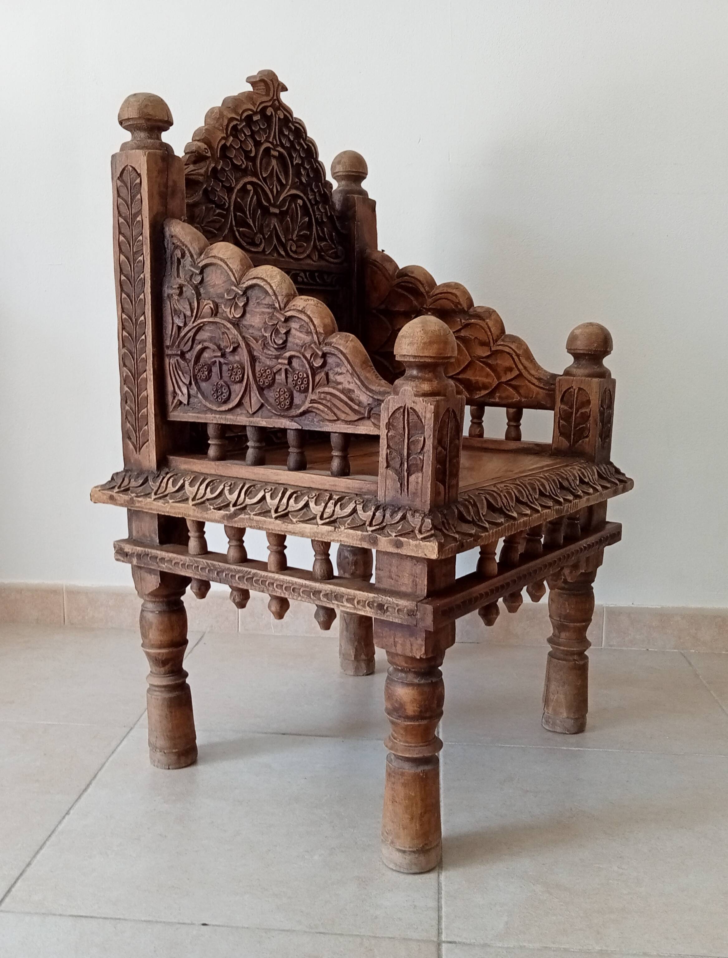 Fauteuil Ancien Pidha Rajasthan XIXeme en Palissandre