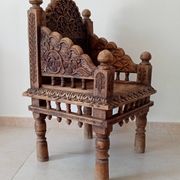 Antique Pidha Armchair from Rajasthan, 19th Century in Rosewood