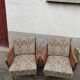 Paire de fauteuils vintage pieds compas et cannage