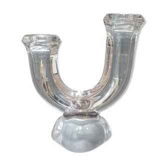 Vintage crystal candle holder in the 50s Art vanne France