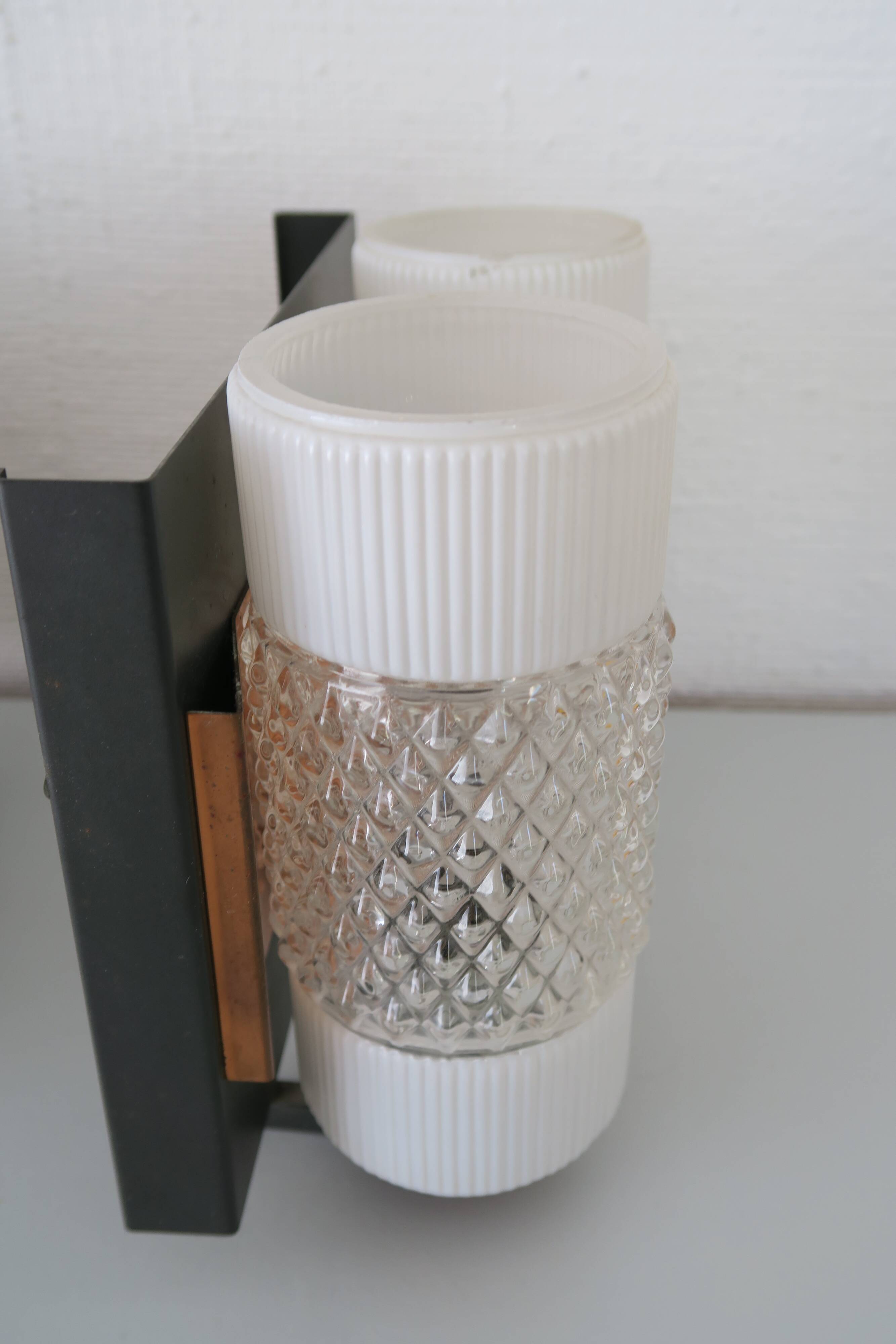 Pair of vintage double wall lights Neuhaus Leuchten 1950 with label.