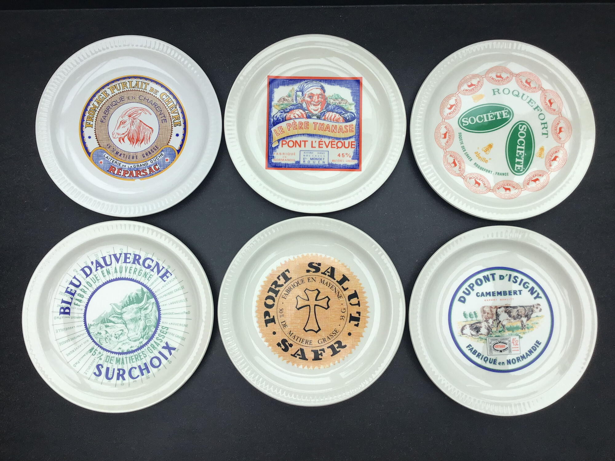 St Amand earthenware cheese plates, Fromages de France series