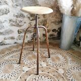 Vintage industrial stool, Metal and Wood