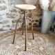 Vintage industrial stool, Metal and Wood