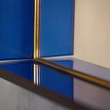 Blue Coloured and Mirrored Glass Wall Mirror, Italy, 1960s