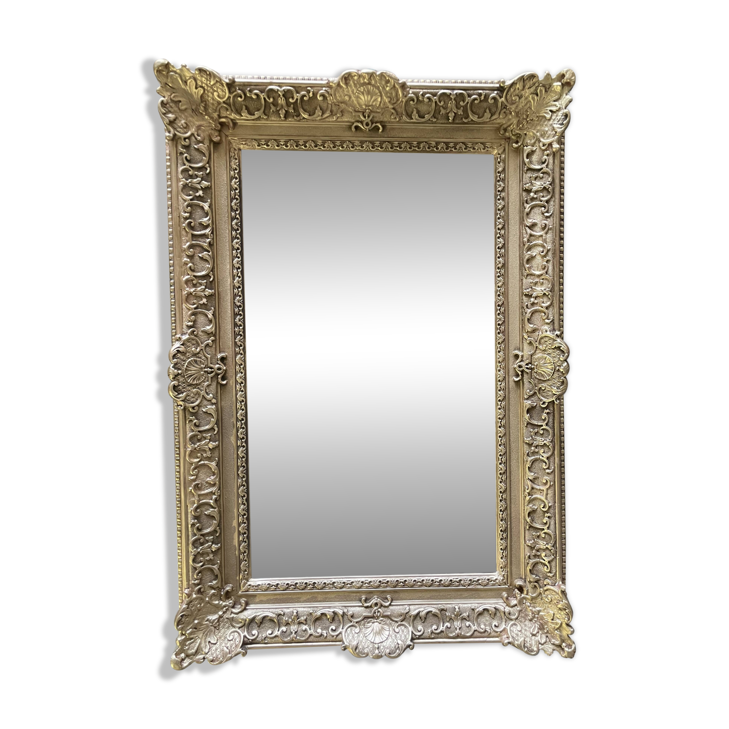 Large gilded Napoleon III mirror – late 19th century – restored, new glass