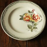 Round dish Digoin Sarreguemines Adèle pink green