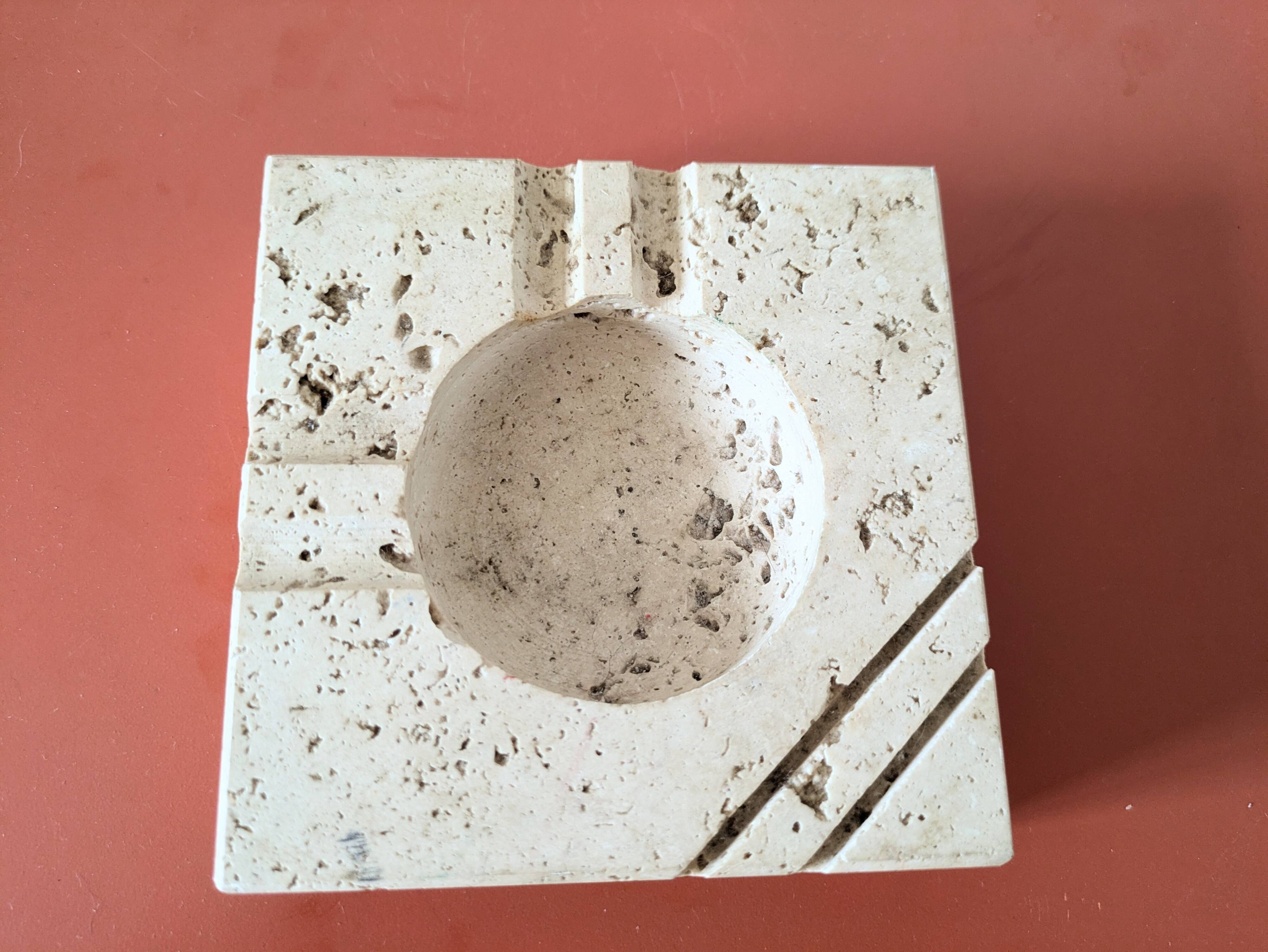 Vintage travertine ashtray by Cerri Nestor 70s