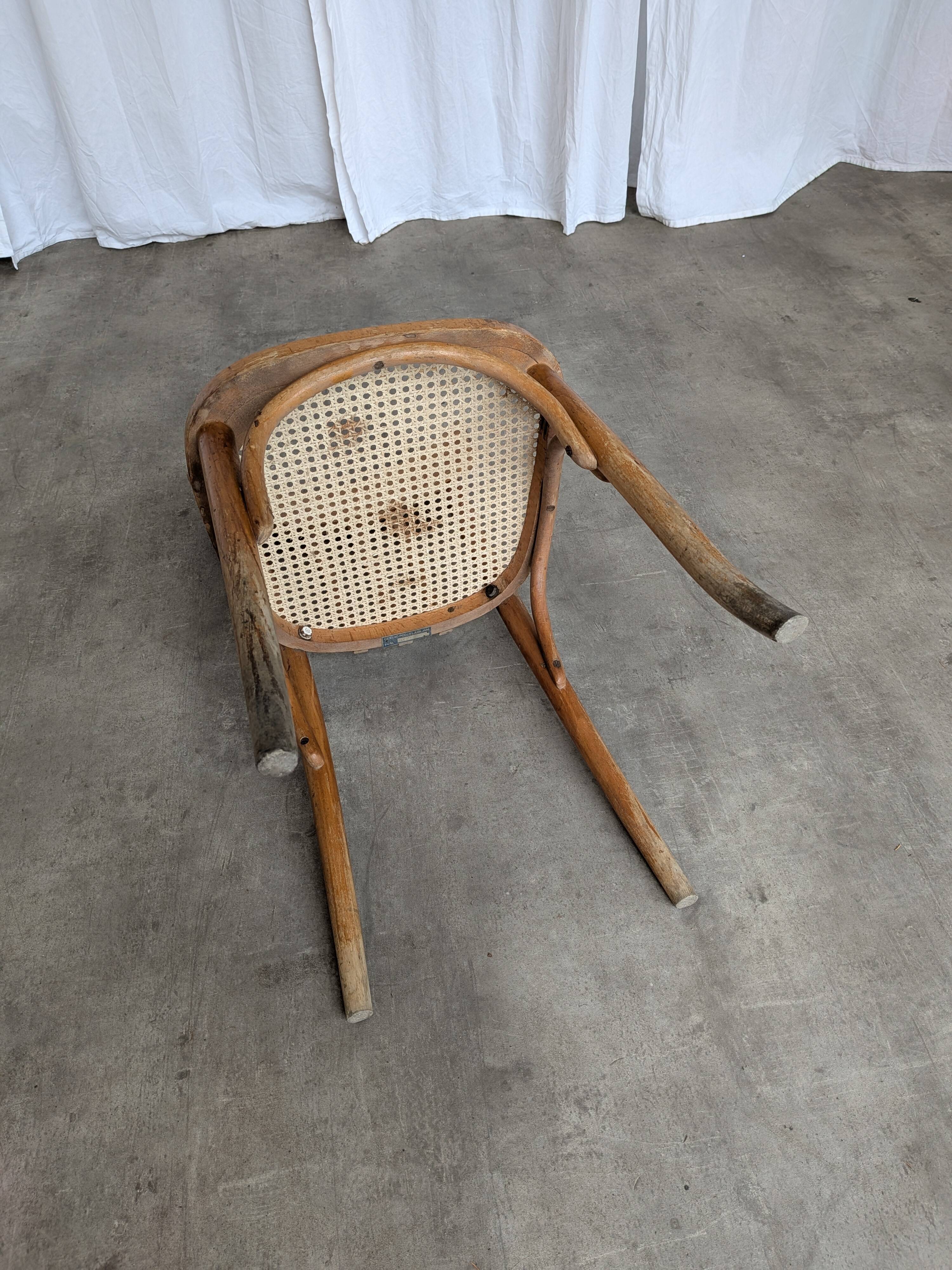 Vintage Cane Seat Dining Chair: 1970s Yugoslavia, Boho Interior
