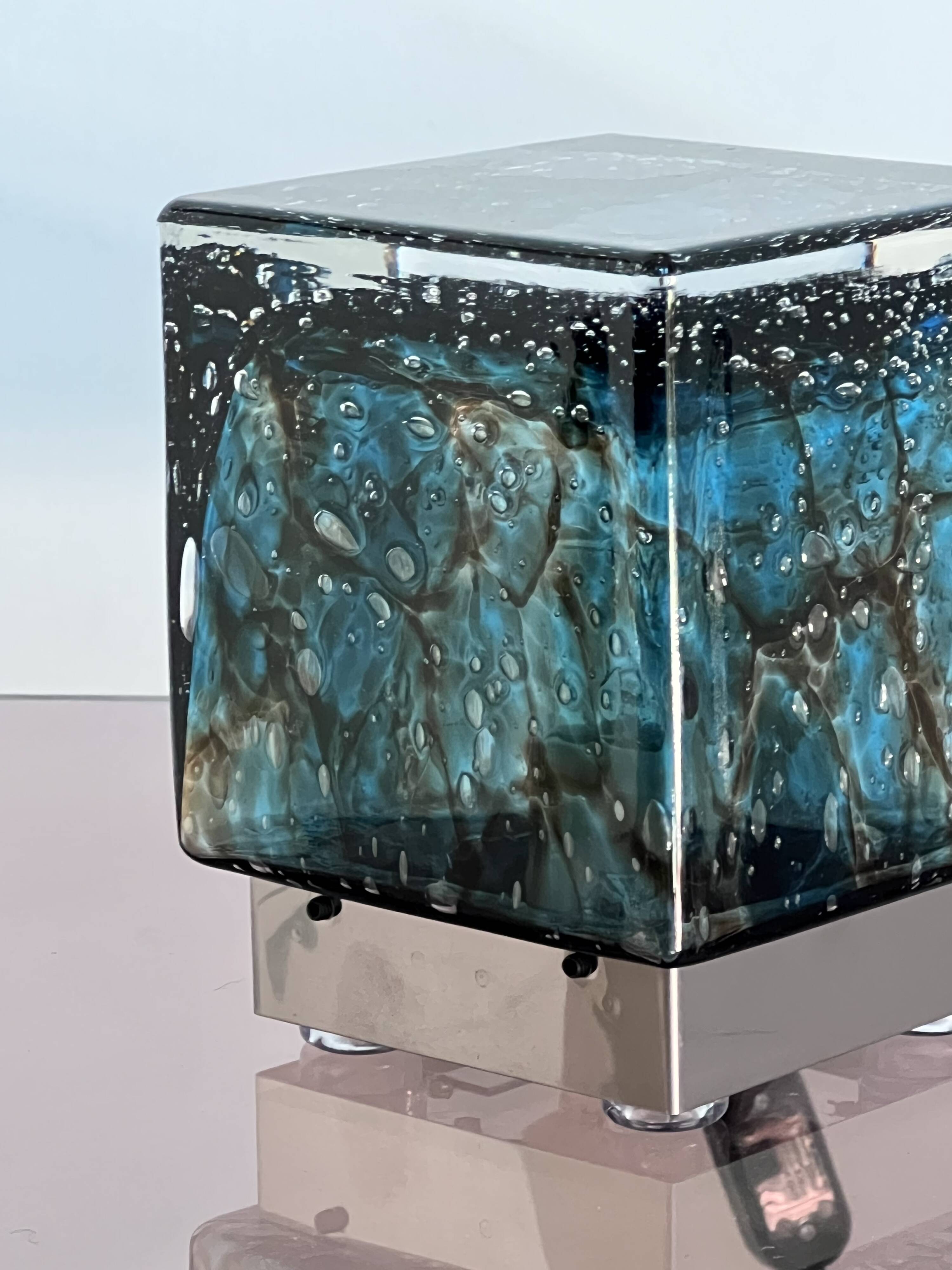 Cubical glass table lamp from Murano by Limburg, Germany, 1970s.