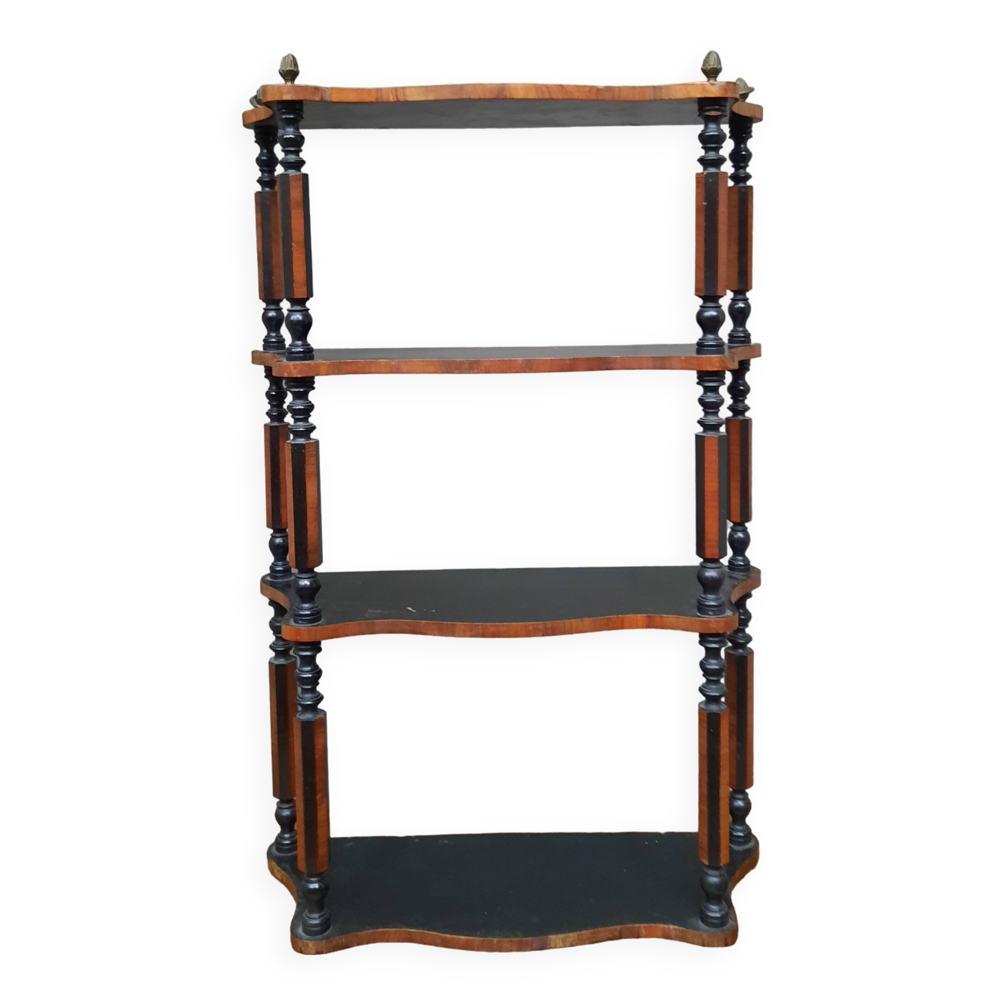 Blackened wooden wall shelf
