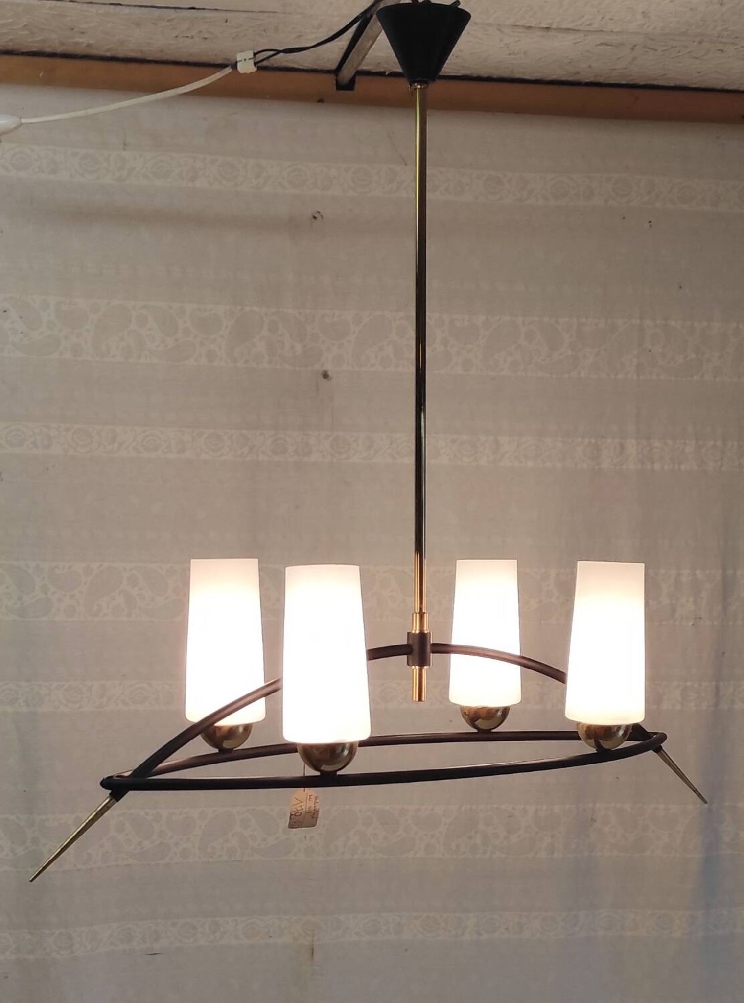 Modernist chandelier by Gaston Fossati for Les Ateliers d'art d'Uzes - 1950s